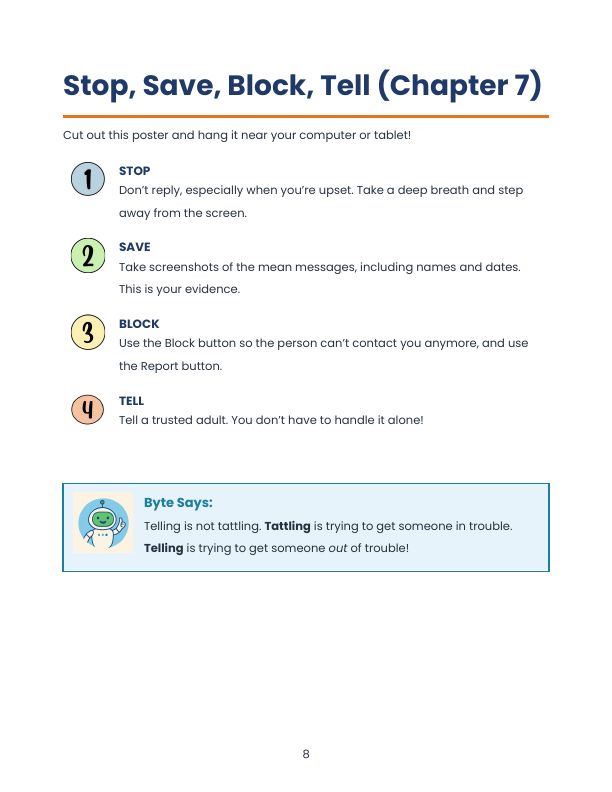 Preview of the Stop, Save, Block, Tell poster